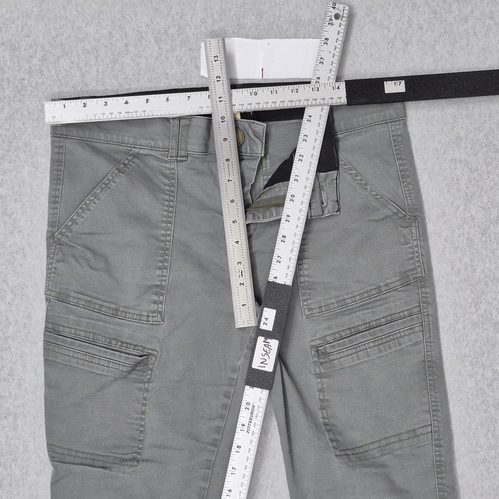 Democracy Women Pants 12 Gray Cargo Twill Button Zipper Slim 24" Inseam - Picture 12 of 15